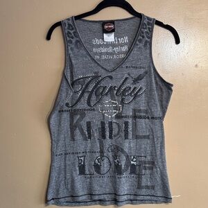 Harley-Davidson Gray Tank Top with Black Print